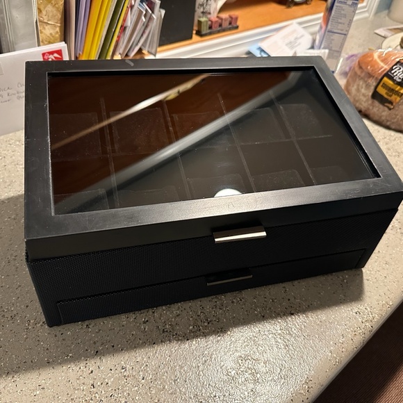 Luxury Heavy Duty 10-Piece Glass Watch Box with Drawer - Picture 1 of 16